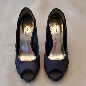 Navy Blue Satin Pumps
